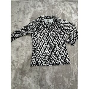 Swim Systems Long Sleeve Top Women's Size Medium Black White Rash‎ Guard EUC